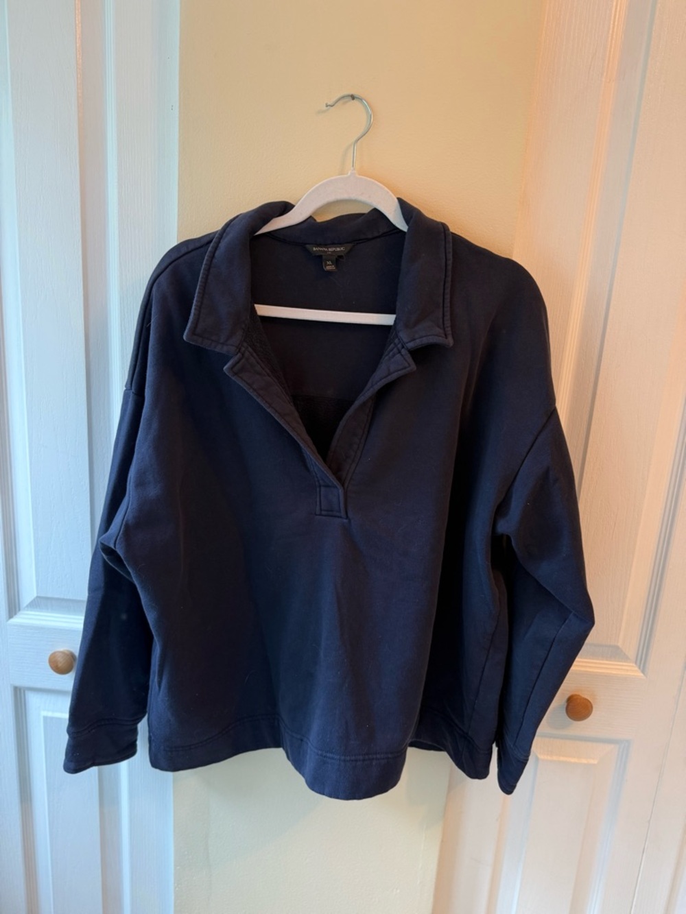 Banana Republic Dark Navy Pullover Quarter-Placket